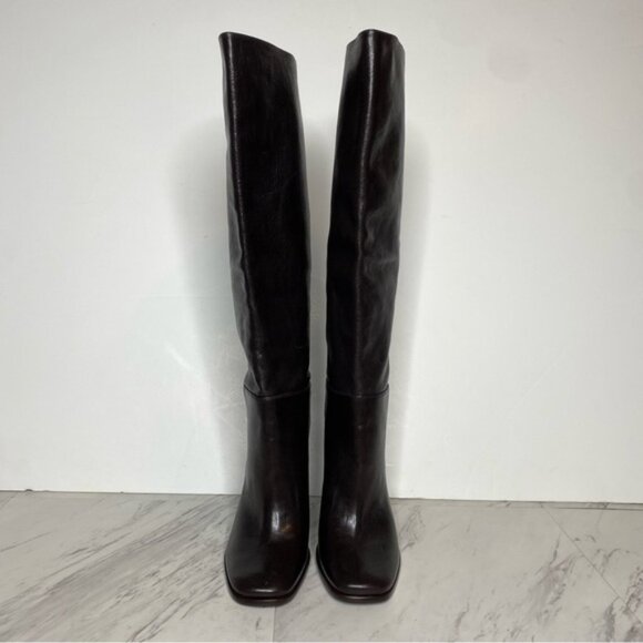 Tory Burch Dark Brown Leather Heeled Tall Boot 6M - Picture 2 of 16